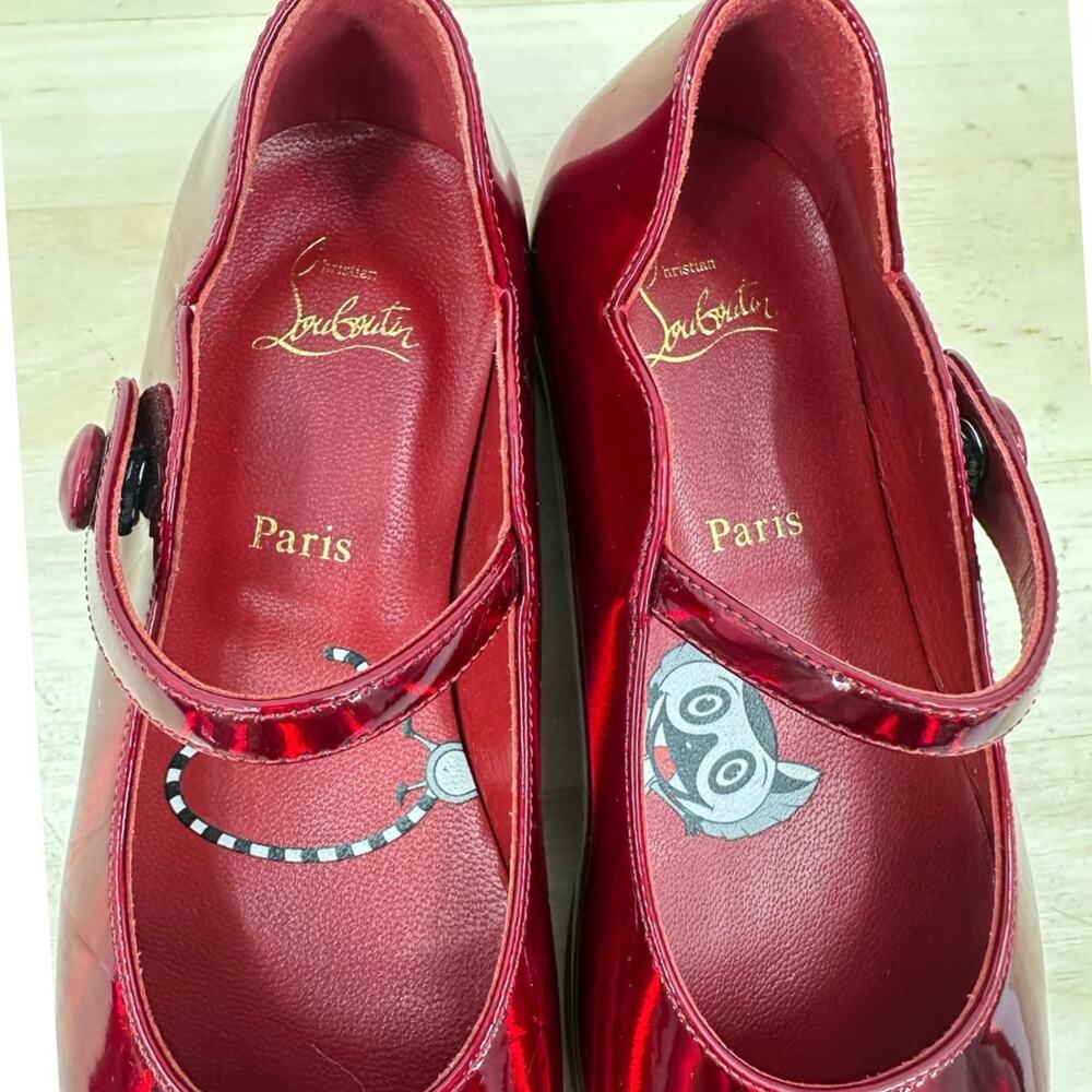 Christian Louboutin Melodie Girls Ballerina Flats Shoes 30 - 13 Red Holidays - Picture 2 of 10